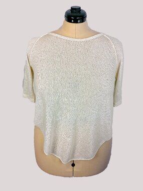 Abound Apricot Cream Knit Sheer Sweater Side Splits